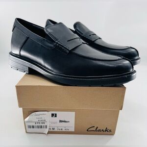 Clarks Loafers Men's Un Shire Step Blk Leather Size 8.5 M Shoes Unstructured NEW